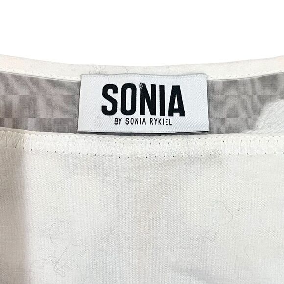 SONIA Rykiel Sheath White Dress US8 FR40 White 3-D Floral Applique Sleeveless - Picture 7 of 9